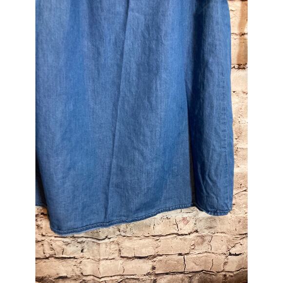 Speed Control Dress Womens Large Chambray Blue Off The Shoulder Cotton Shift - Picture 8 of 14